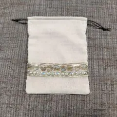 巾着　インド刺繍　薄いベージュ