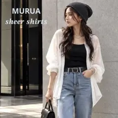 MURUA シアーオーバーサイズシャツ レディーストップス長袖春夏秋未 