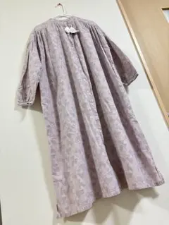 サンバレー　総柄ロングシャツワンピース　長袖　M