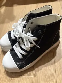 新品 ノーブランド ハイカットスニーカー 黒 韓国風 メンズ レディース 