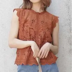 新品　フリーズマート FREE'S MART レース　ブラウス　オレンジブラウン