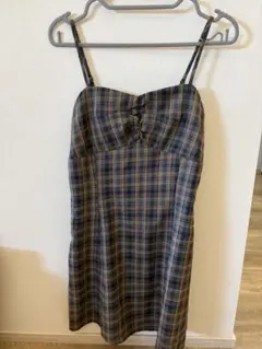 チェック柄キャミソールワンピース M