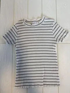 GLOBAL WORK キッズ ホワイト ブラック ストライプ Tシャツ