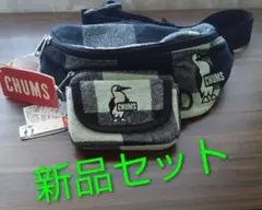 CHUMS チャムス ペンギン ボックスチェック ウエストポーチ&ウォレット