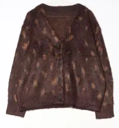 [新品] Trish　モヘアタッチレオパード柄Vネックカーディガン