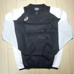 ASICS BASSBALL ウインドジャケット 長袖 黒/白 160