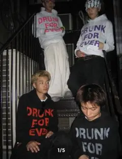 DRUNK FOR EVER 黒赤　パーカー