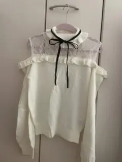 最終値下げ‼️ Ank Rouge(アンクルージュ) レース 切り替え ニットのサムネイル