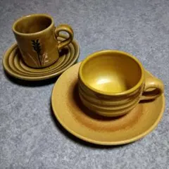 民芸調　コーヒーカップ　2客セット
