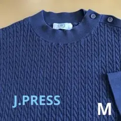 J.PRESS ネイビー　ケーブルニット半袖セーター　春夏　通勤のサムネイル