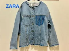 ノーカラー デニムジャケット