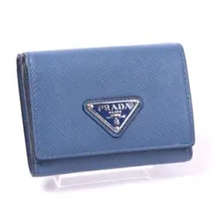 ⭐️ 極美品 プラダ サフィアーノ トライアングル 二つ折り財布 ネイビー 鑑定済 ⭐️ 極美品 プラダ サフィアーノ トライアングル 二つ折り財布