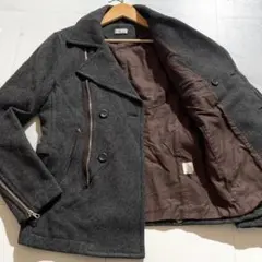 【美品/46】ブルネロクチネリ x ハリスツイード ピーコート グレー系のサムネイル