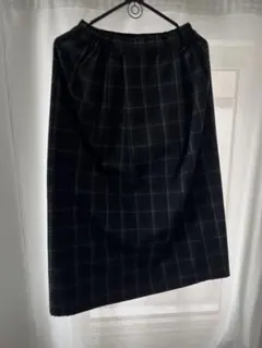 earth チェック柄 タイトスカート ダークグリーン