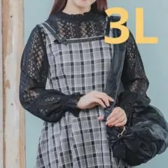 レースプルオーバー　ブラック　しまむら　コラボ　青木美沙子　リボン