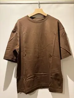 美品 ユニクロU エアリズムコットンオーバーサイズTシャツ 5分袖 XLブラウン