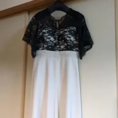 ワイドパンツドレス　レース　黒　白　アイボリー