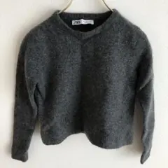 ✨ウール100%✨ ZARA ザラ M ニット クルーネック 秋冬 無地 グレー