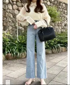 GRL フリンジヘムセミフレアデニムパンツ