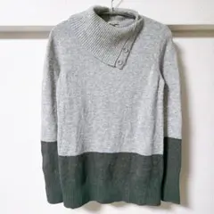 GAP ギャップ バイカラー ニット セーター グレー×ダークグレー【XS】