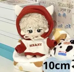 ぬい服 角付き パーカー レッド 赤 ぬいぐるみ服 ツノ 耳　10cm