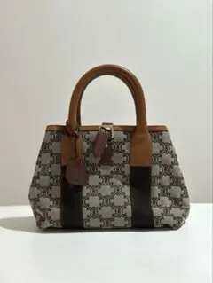 セリーヌ　ハンドバッグ　マカダム　トリオンフ　キャンバス