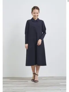 最終値下げ　yori ヨリ　ネイビー ラウンドカラー ワンピース　36