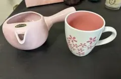 ピンク急須と花柄カップセット