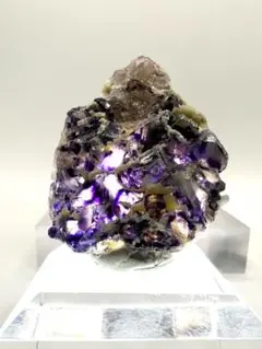 浙江産パープルフローライト標本 結晶群集の芸術的シルエット 高発色 