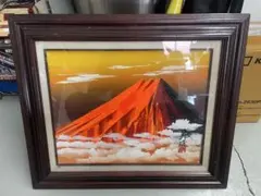 赤富士 額 富士山 日本画 横長 金色フレーム 「洗月」 ワイド - メルカリ