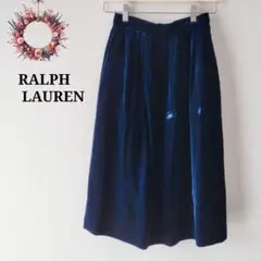 ラルフローレン◇ベロアスカート ベルベット 昭和レトロ 光沢 フレア 総裏 7
