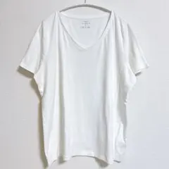 タルボット 無地 Ｔシャツ Vネック 半袖 1X 白 ピマコットン ゆったりのサムネイル