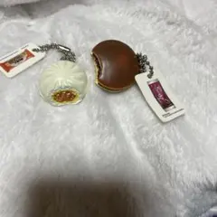 ミニチュア　リアル　肉まんとどら焼き　食べ物　キーホルダーセット　2個セット