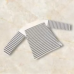 ユニクロ　長袖Tシャツ　カットソー　ストライプ　ホワイト　綿100% Mサイズ