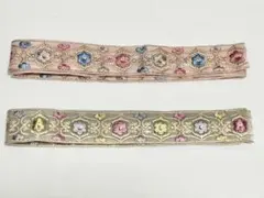 インド刺繍リボン　チュール生地　約3.5cm幅　各1M