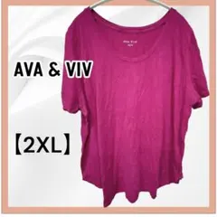 AVA & VIV ピンク 半袖Tシャツ 2X
