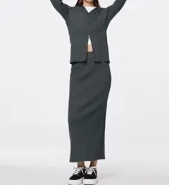 GU ☆リブ編みフード付きジャケットとスカートセット