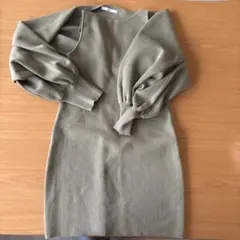 SLYカーキ ニットロングワンピース 長袖