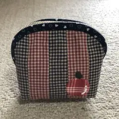 チェック柄パッチワーク小物入れポーチ コインケース ③