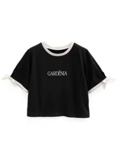 グレイル　袖リボン配色ロゴTシャツ　ブラック