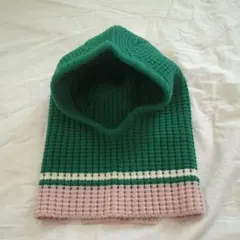 【美品】MARNI×UNIQLOコラボ2WAYニット帽ネックウォーマーボーダー緑