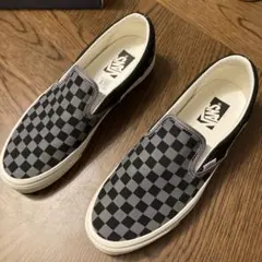 Vans チェック柄 スリッポン ブラック/グレー