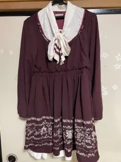【美品】axes femme アクシーズファムバラ柄ワンピースボルドー秋物y2k