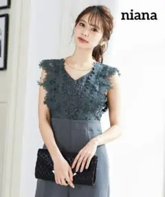 niana★　パンツドレス　オールインワン　オケージョン　フラワーレース　結婚式