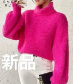 EMERY ROSE 新品 タートルネック シャギーニット ピンク SHEIN