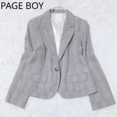 ページボーイ　テーラードジャケット　グレー　グレンチェック　ポケット　セレモニー