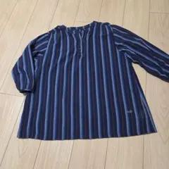 CROCODILE ストライプ柄 七分袖ブラウス