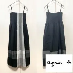 【美品】agnes b. アニエスベー プリーツドッキングワンピース size3 美品】agnes b. アニエスベー プリーツドッキングワンピース size3