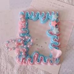 ⟡.·ピンク×ブルーなB8トレカケース⟡.· ビーズリボン