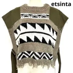 etsinta エシンタ リメイク カウチンベスト ニット 幾何学 ミリタリー